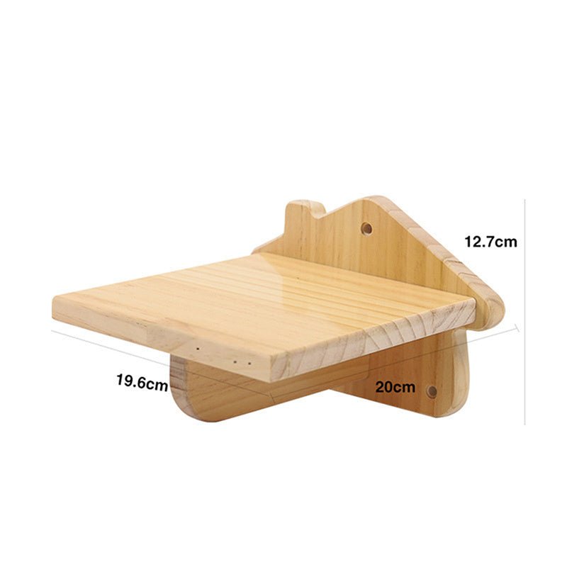 Solid Wood Cat Wall Shelf – features a sturdy design for playful climbing fun, ideal for cats to lounge and explore.