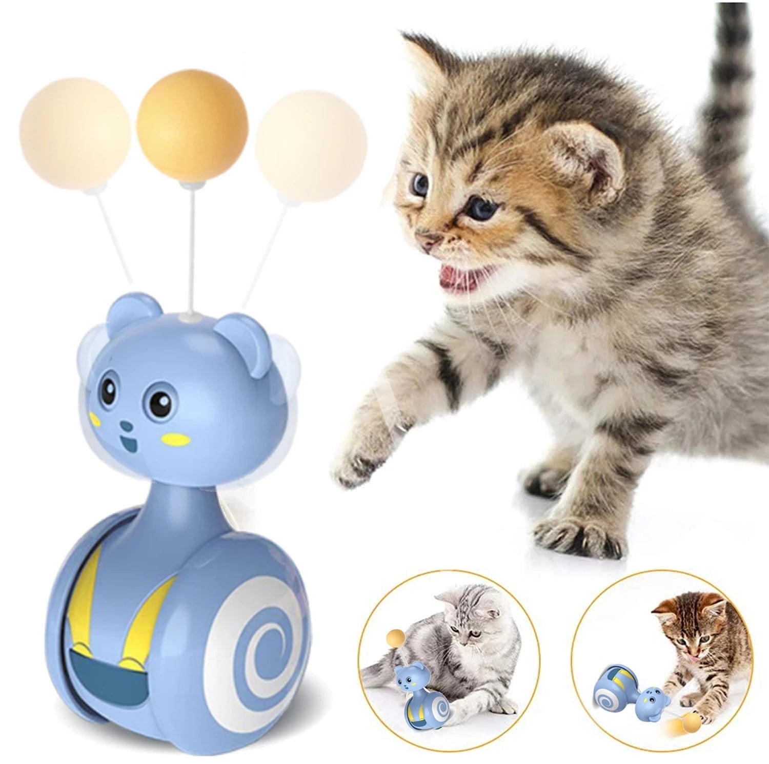 Playful Cat Teaser Ball – Rotating Feather Keeps Cats Busy