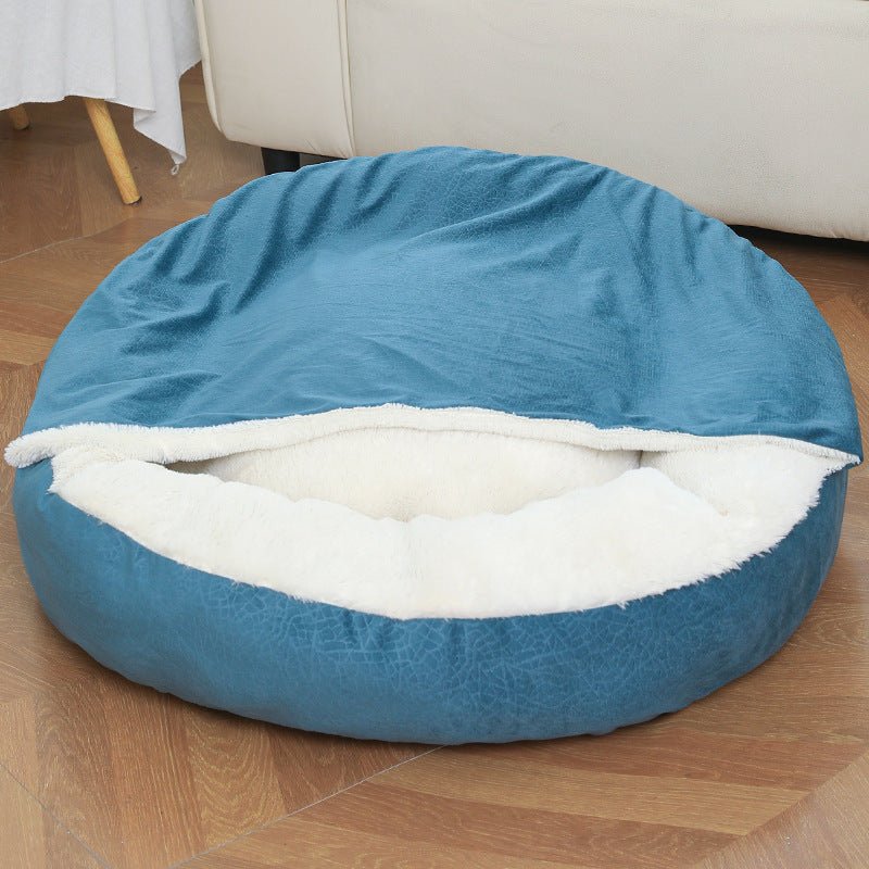 Warm Hooded Pet Bed – Orthopedic Comfort for Dogs & Cats