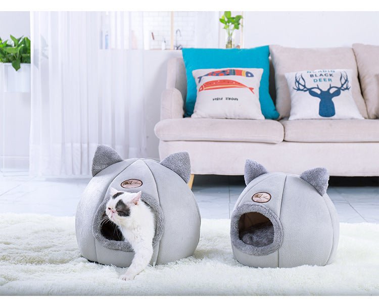 🐾 FluffyNest™ Semi-Enclosed Pet Bed