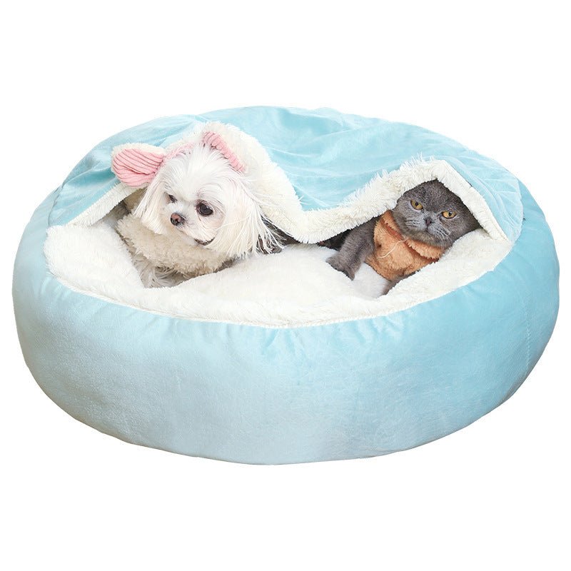 Warm Hooded Pet Bed – Orthopedic Comfort for Dogs & Cats