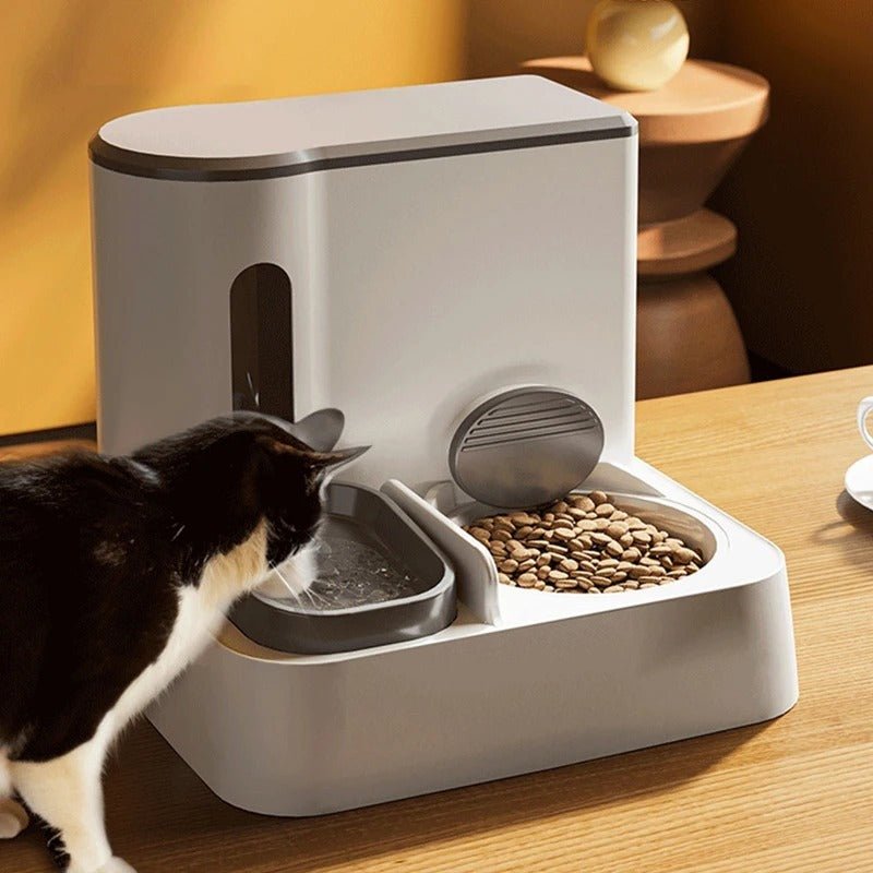 Cat Automatic Pet Feeder Water Dispenser Integrated Double Bowl Drinking Pet - Amigo Pet Boutique