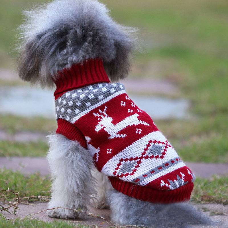 christmas dog knitting sweater red design