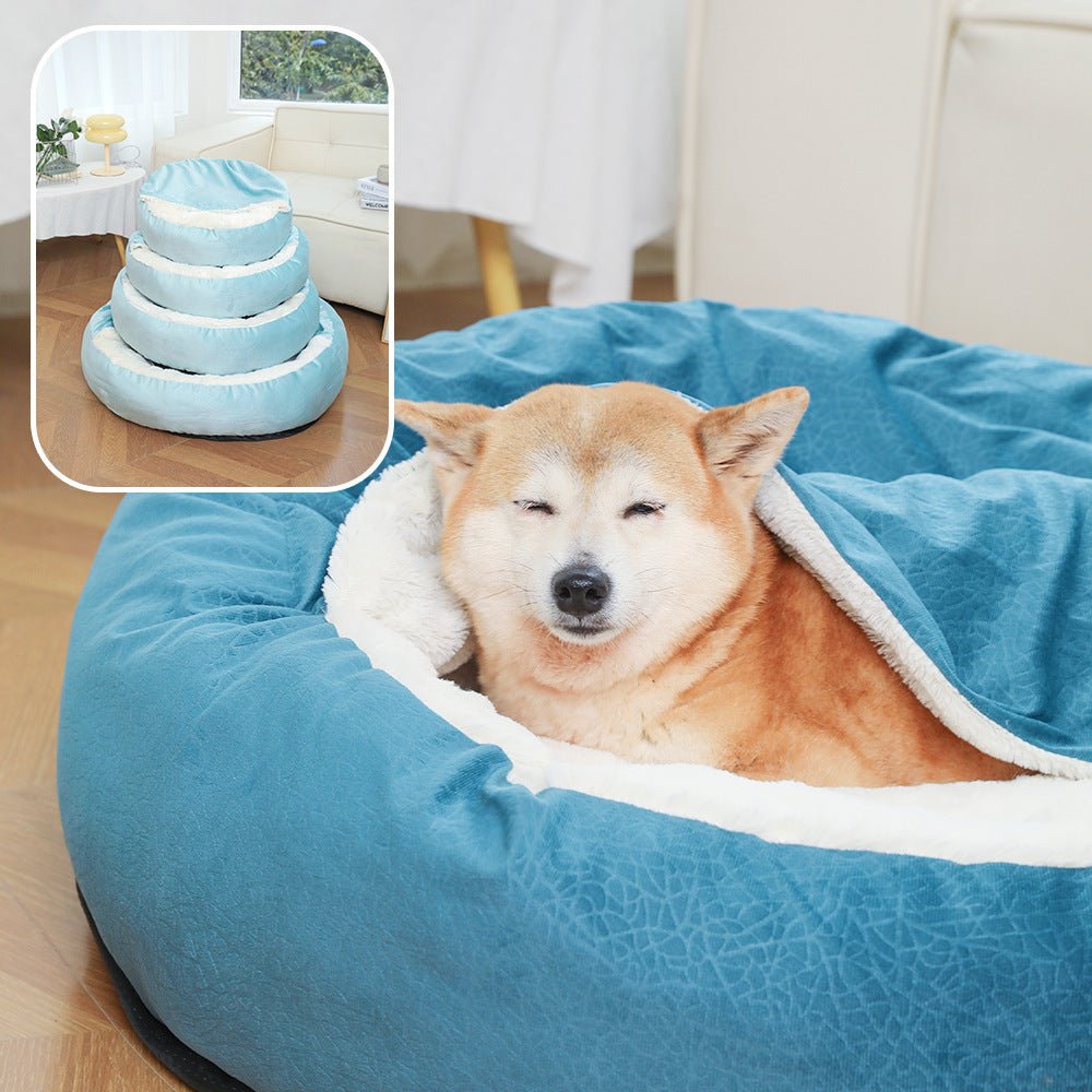 Warm Hooded Pet Bed – Orthopedic Comfort for Dogs & Cats