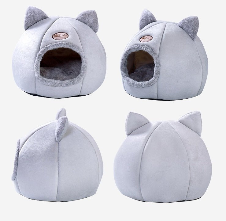 🐾 FluffyNest™ Semi-Enclosed Pet Bed