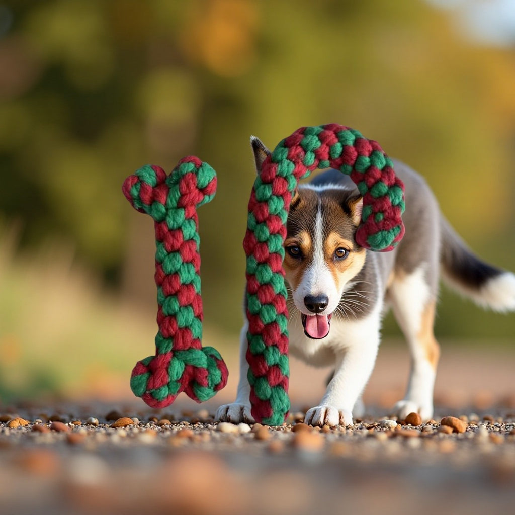 christmas dog rope toy for chewing
