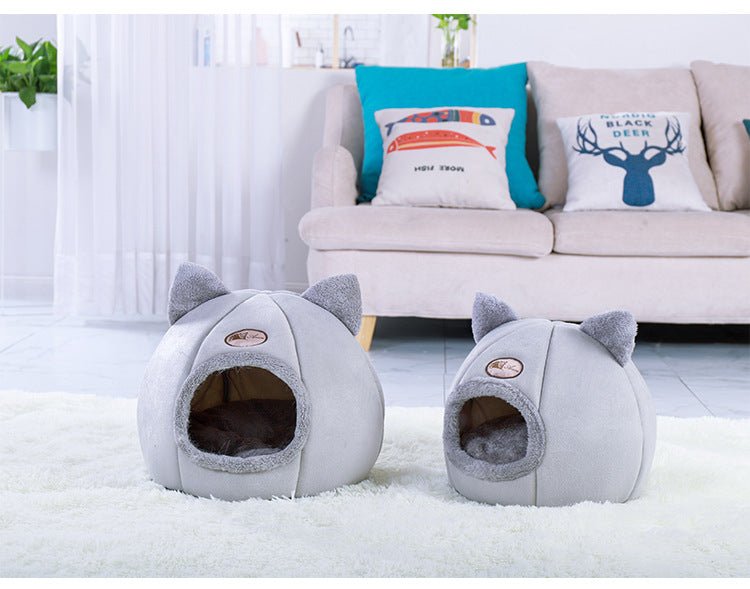 🐾 FluffyNest™ Semi-Enclosed Pet Bed