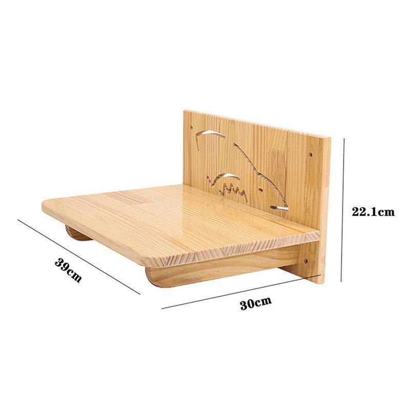 Solid Wood Cat Wall Shelf with dimensions 39cm x 30cm x 22.1cm, designed for cat climbing and lounging.