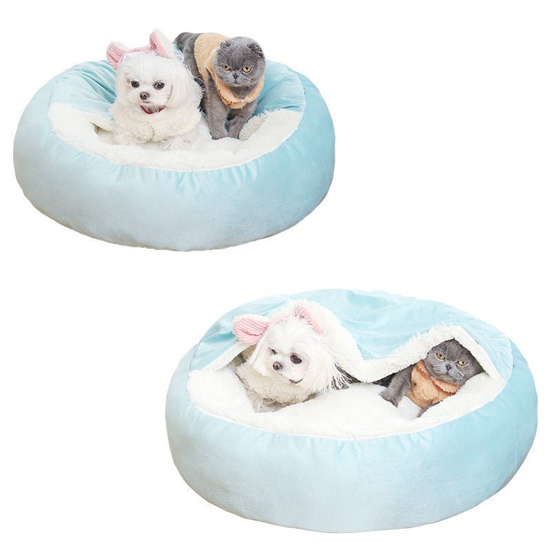 Warm Hooded Pet Bed – Orthopedic Comfort for Dogs & Cats