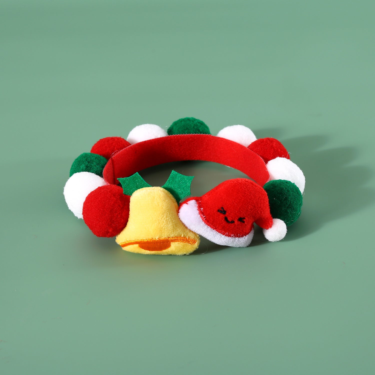 christmas pet ball collar red green colors